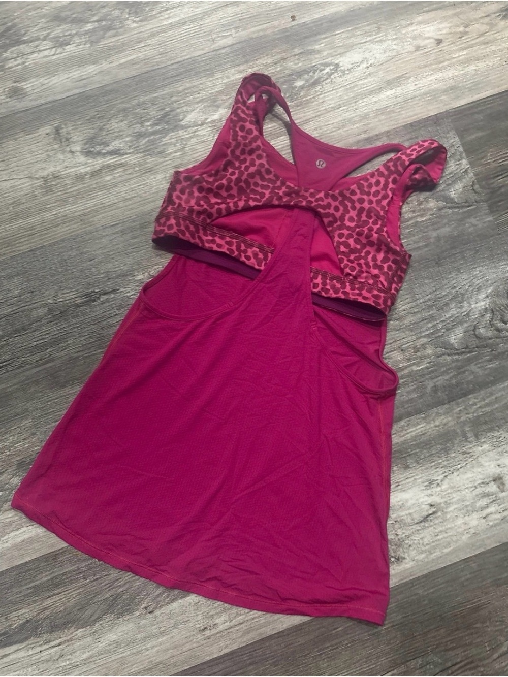 lululemon athletica Magenta Racerback Tank with Leopard Sports Bra